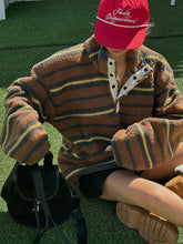 Fuzzy Stripe Collar Sweatshirt